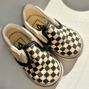 Vans Kids Checkered Slip-On Shoes - Black and White